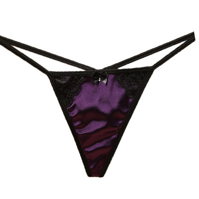 Tanga din satin de lux, sexy, fără urmă de tentație, din bumbac respirabil, cu talie joasă, pantaloni cu spatele în T Pantaloni de damă