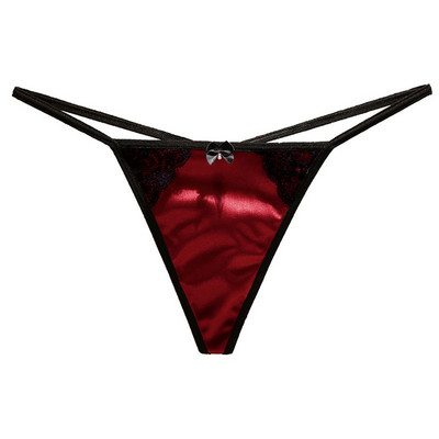 Tanga din satin de lux, sexy, fără urmă de tentație, din bumbac respirabil, cu talie joasă, pantaloni cu spatele în T Pantaloni de damă