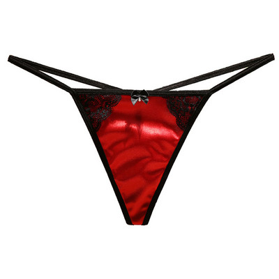 Tanga din satin de lux, sexy, fără urmă de tentație, din bumbac respirabil, cu talie joasă, pantaloni cu spatele în T Pantaloni de damă