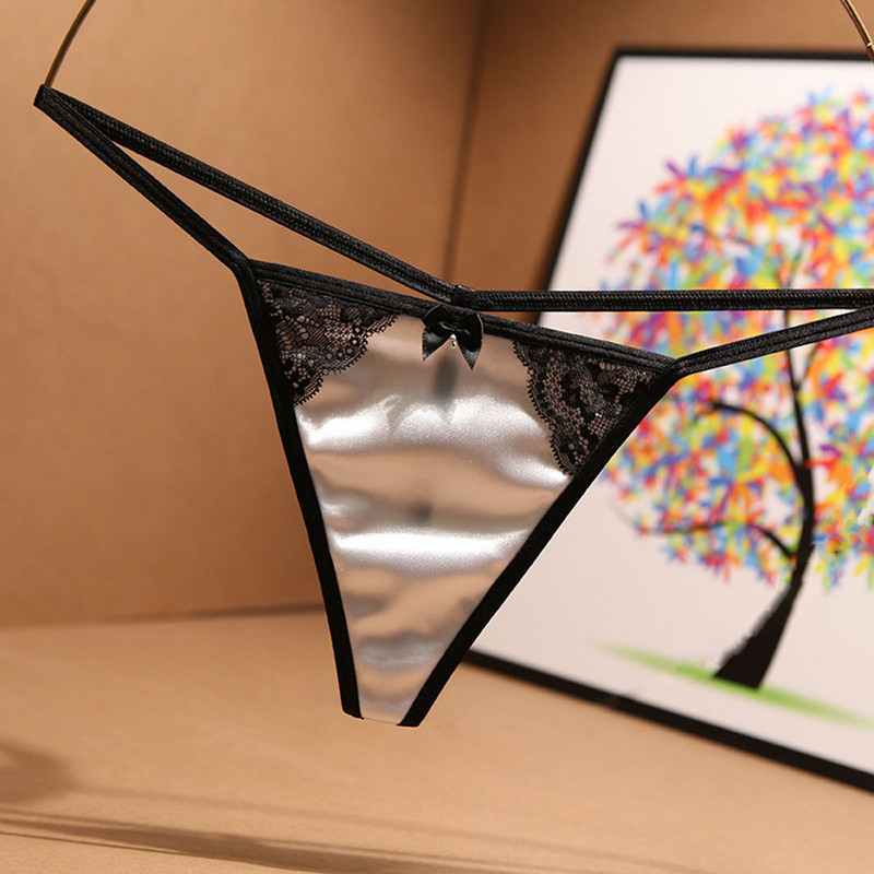 Tanga din satin de lux, sexy, fără urmă de tentație, din bumbac respirabil, cu talie joasă, pantaloni cu spatele în T Pantaloni de damă