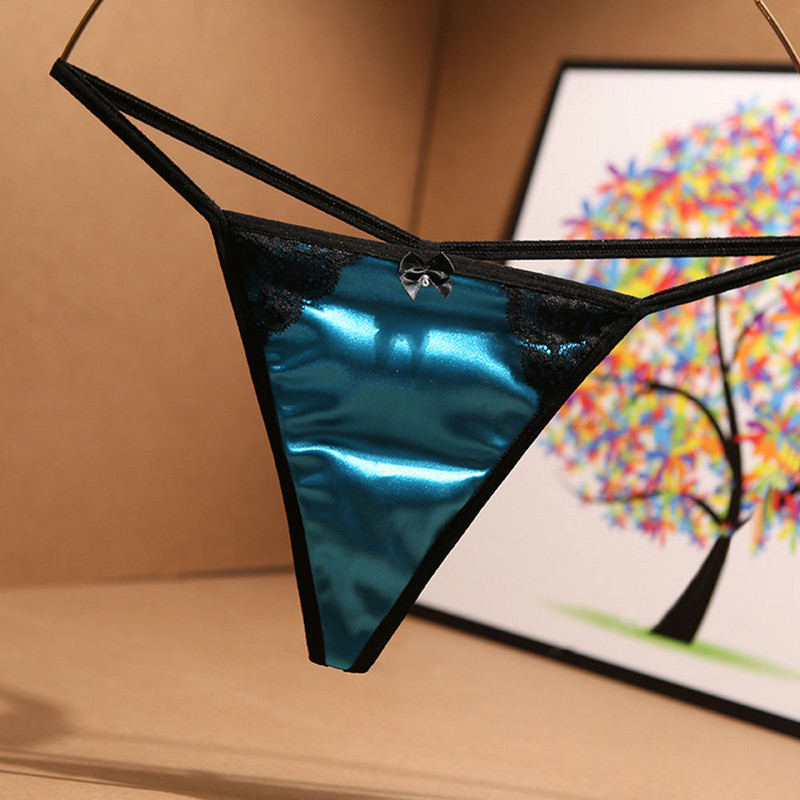 Tanga din satin de lux, sexy, fără urmă de tentație, din bumbac respirabil, cu talie joasă, pantaloni cu spatele în T Pantaloni de damă