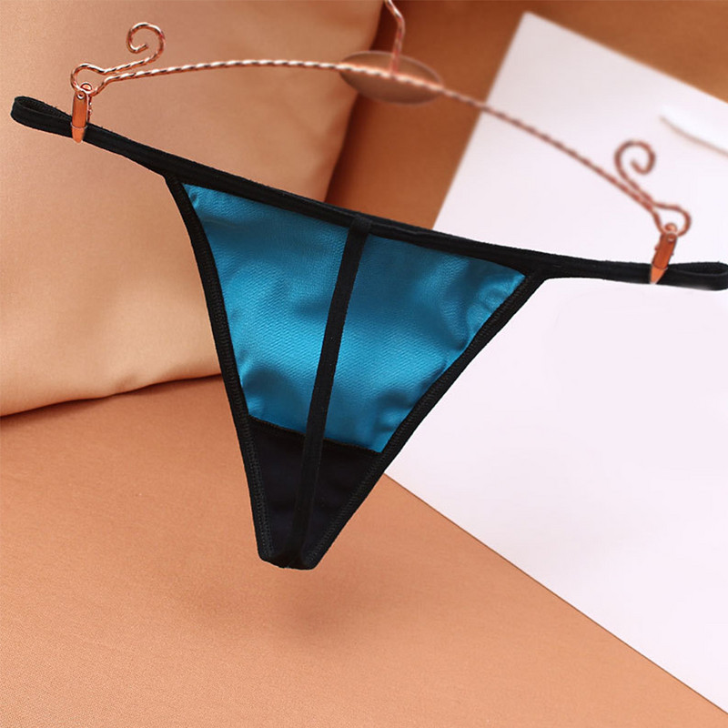 Tanga din satin de lux, sexy, fără urmă de tentație, din bumbac respirabil, cu talie joasă, pantaloni cu spatele în T Pantaloni de damă