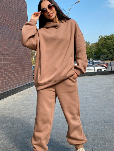 Dvodijelni set Ženska majica i hlače Žensko odijelo s kapuljačom i trenirkom Jesen Zima Trenirke za trčanje Y2K široka odjeća Ulična odjeća