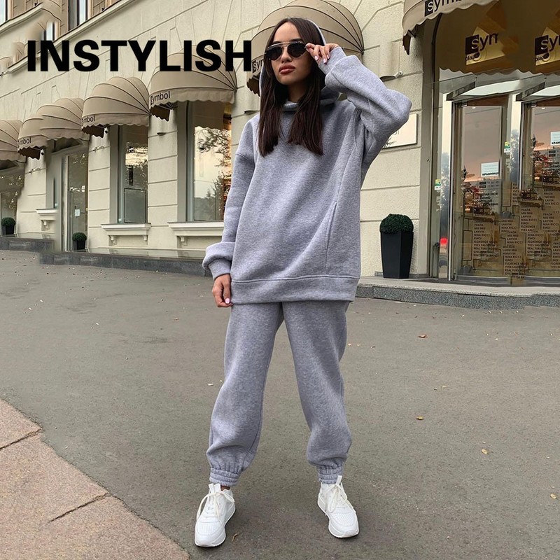 Dvodijelni set Ženska majica i hlače Žensko odijelo s kapuljačom i trenirkom Jesen Zima Trenirke za trčanje Y2K široka odjeća Ulična odjeća