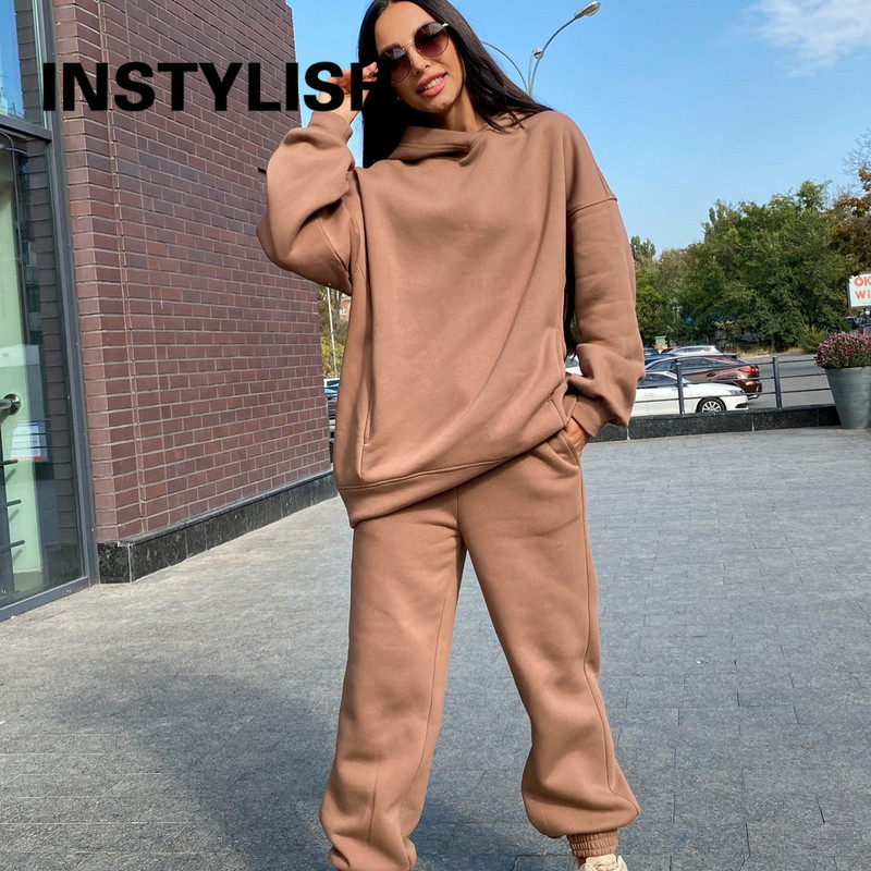 Dvodijelni set Ženska majica i hlače Žensko odijelo s kapuljačom i trenirkom Jesen Zima Trenirke za trčanje Y2K široka odjeća Ulična odjeća