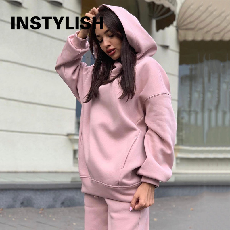 Dvodijelni set Ženska majica i hlače Žensko odijelo s kapuljačom i trenirkom Jesen Zima Trenirke za trčanje Y2K široka odjeća Ulična odjeća