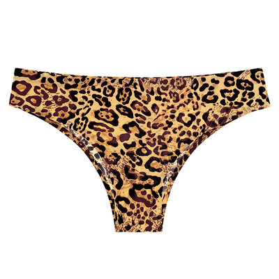 Lenjerie de corp pentru femei Chiloți de femeie, sexy, cu talie joasă, slip dintr-o bucată, fără sudură, chiloți sport din mătase cu imprimeu leopard