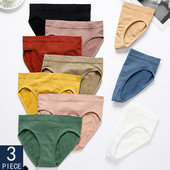 Pamučne gaćice od 3 KOM Ženske bešavne seksi gaćice srednjeg struka Basic Elasticity Briefs Intimates Mekane prozračne gaćice u 10 boja