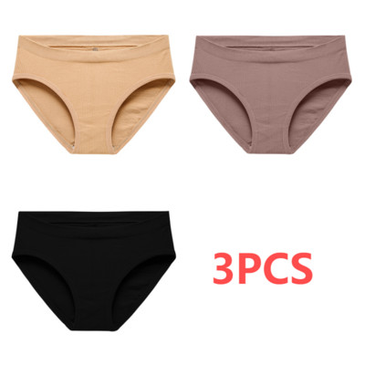 Pamučne gaćice od 3 KOM Ženske bešavne seksi gaćice srednjeg struka Basic Elasticity Briefs Intimates Mekane prozračne gaćice u 10 boja
