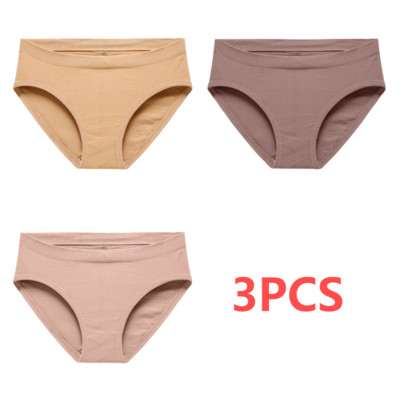 Pamučne gaćice od 3 KOM Ženske bešavne seksi gaćice srednjeg struka Basic Elasticity Briefs Intimates Mekane prozračne gaćice u 10 boja
