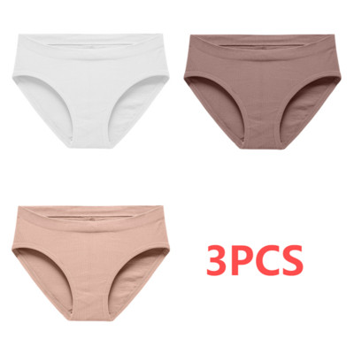Pamučne gaćice od 3 KOM Ženske bešavne seksi gaćice srednjeg struka Basic Elasticity Briefs Intimates Mekane prozračne gaćice u 10 boja