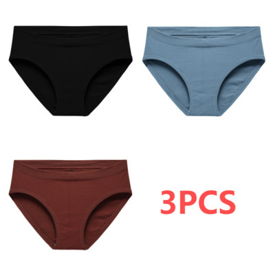 Pamučne gaćice od 3 KOM Ženske bešavne seksi gaćice srednjeg struka Basic Elasticity Briefs Intimates Mekane prozračne gaćice u 10 boja