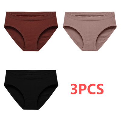 Pamučne gaćice od 3 KOM Ženske bešavne seksi gaćice srednjeg struka Basic Elasticity Briefs Intimates Mekane prozračne gaćice u 10 boja