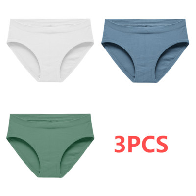 Pamučne gaćice od 3 KOM Ženske bešavne seksi gaćice srednjeg struka Basic Elasticity Briefs Intimates Mekane prozračne gaćice u 10 boja
