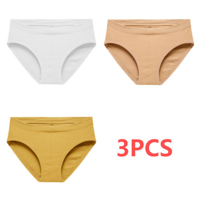 Pamučne gaćice od 3 KOM Ženske bešavne seksi gaćice srednjeg struka Basic Elasticity Briefs Intimates Mekane prozračne gaćice u 10 boja