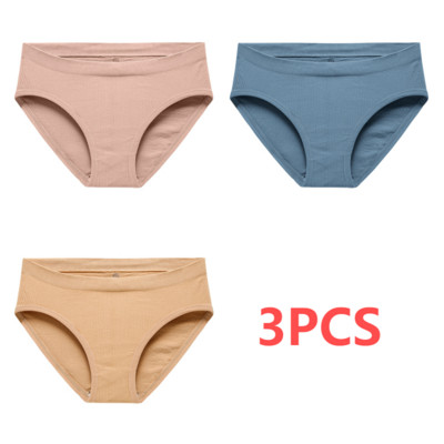 Pamučne gaćice od 3 KOM Ženske bešavne seksi gaćice srednjeg struka Basic Elasticity Briefs Intimates Mekane prozračne gaćice u 10 boja