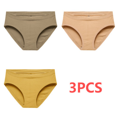 Pamučne gaćice od 3 KOM Ženske bešavne seksi gaćice srednjeg struka Basic Elasticity Briefs Intimates Mekane prozračne gaćice u 10 boja