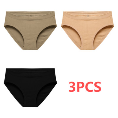 Pamučne gaćice od 3 KOM Ženske bešavne seksi gaćice srednjeg struka Basic Elasticity Briefs Intimates Mekane prozračne gaćice u 10 boja