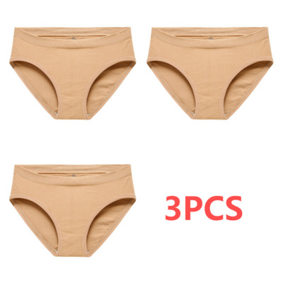 Pamučne gaćice od 3 KOM Ženske bešavne seksi gaćice srednjeg struka Basic Elasticity Briefs Intimates Mekane prozračne gaćice u 10 boja