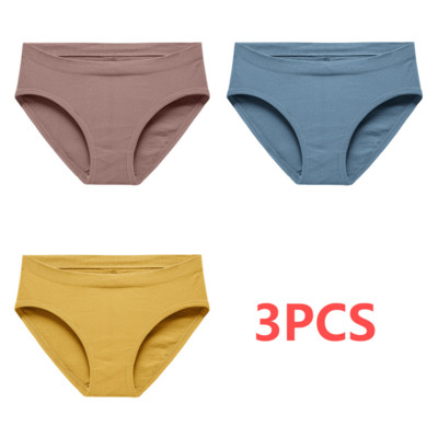 Pamučne gaćice od 3 KOM Ženske bešavne seksi gaćice srednjeg struka Basic Elasticity Briefs Intimates Mekane prozračne gaćice u 10 boja