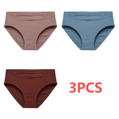 Pamučne gaćice od 3 KOM Ženske bešavne seksi gaćice srednjeg struka Basic Elasticity Briefs Intimates Mekane prozračne gaćice u 10 boja