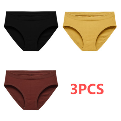 Pamučne gaćice od 3 KOM Ženske bešavne seksi gaćice srednjeg struka Basic Elasticity Briefs Intimates Mekane prozračne gaćice u 10 boja