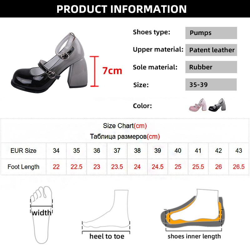 Pompe cu toc înalt din piele lăcuită de damă cu vârf rotund, cu toc gros, pantofi Mary Jane pentru femei 2023 pantofi eleganti cu curea la gleznă în culori mixte