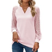 Tricou cu mânecă lungă și decolteu în V pentru femei