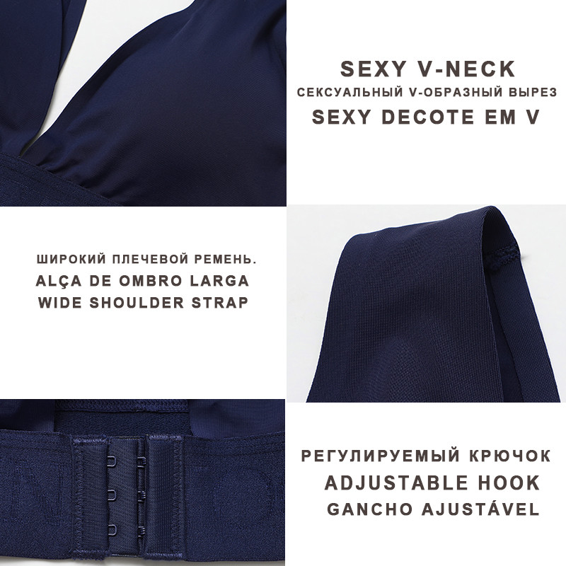 Nové dámske podprsenky, bezšvové podprsenky pre ženy, sexy spodná bielizeň, hlboké V s hlbokým výstrihom, braletka s push-up podprsenkou a zapínaním na chrbát