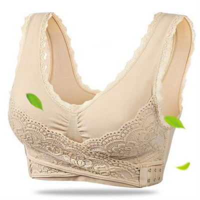 3XL plus veličina, seksi čipkasti grudnjak, jednobojni grudnjak s kopčom na poprečnoj strani, grudnjak Bežični push up grudnjaci za žene, donje rublje, donje rublje za spavanje