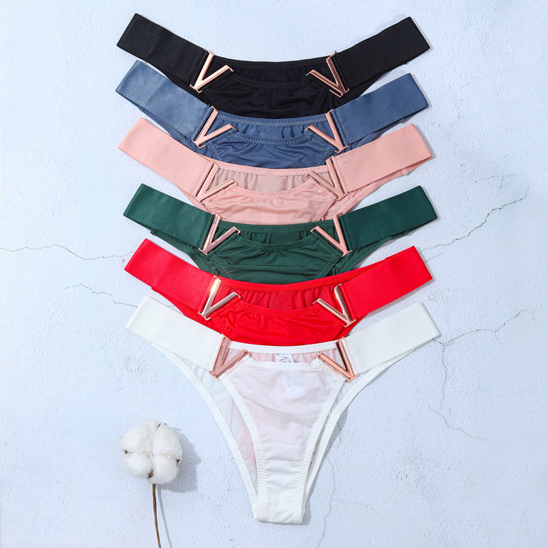 Módne sexy bezšvové dámske nohavičky s nízkym pásom, tangá v tvare V, kovové dekoračné nohavičky, bikiny, nohavičky s vysokým pásom, dámske spodné prádlo