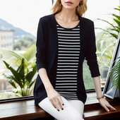 Jesenné jarné tričko s dlhým rukávom z polyesteru s výstrihom do O-neck a módnym európskym štýlom s pruhmi 2023