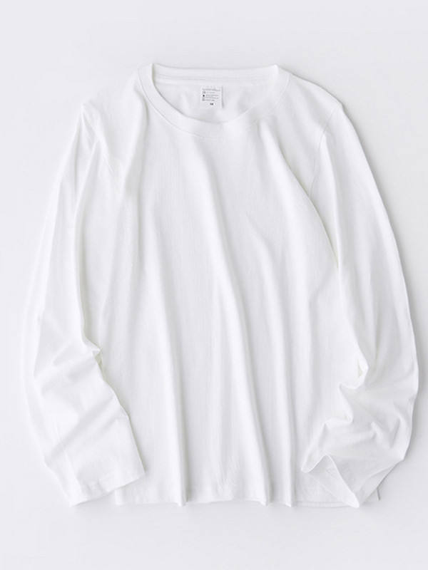 Tricouri cu mânecă lungă cu decolteu O pentru femei Topuri din bumbac alb pentru femei Tricouri casual moi pentru femei Tricou negru pentru femei