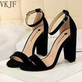 Ljeto 2022., veće veličine 34-43, ženske sandale na visoku petu od 9,5 cm, klasične cipele s platformom, debele ženske bordo žute gole cipele