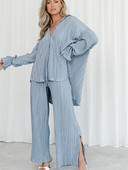 Dámske elegantné nohavice s dlhým rukávom a vysokým pásom, skladané, s voľnou košeľou a nohavicami, dvojdielna súprava