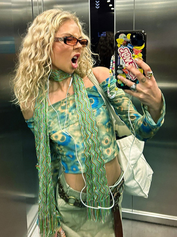 Tricouri grafice pentru femei haine estetice Slash gat Y2k Topuri cu mânecă lungă Ropa De Mujer Cămașă subțire feministă Tricouri cu imprimeu floral