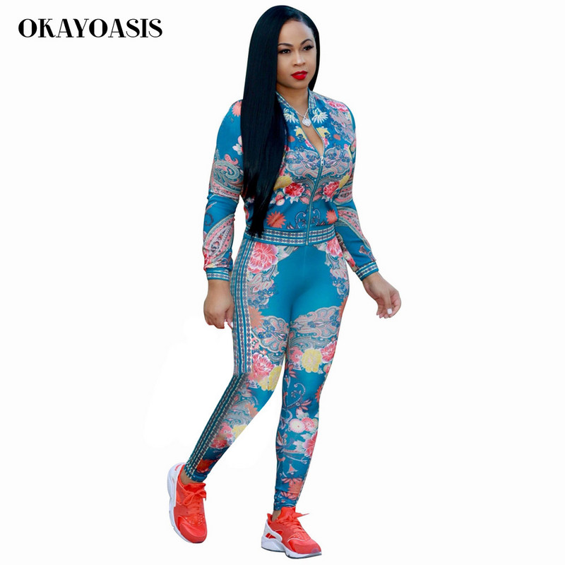 Dámsky overal s potlačou v plus veľkosti, dvojdielny s dlhým rukávom, zips, sexy, priliehavý overal s dlhým rukávom a priliehavým strihom