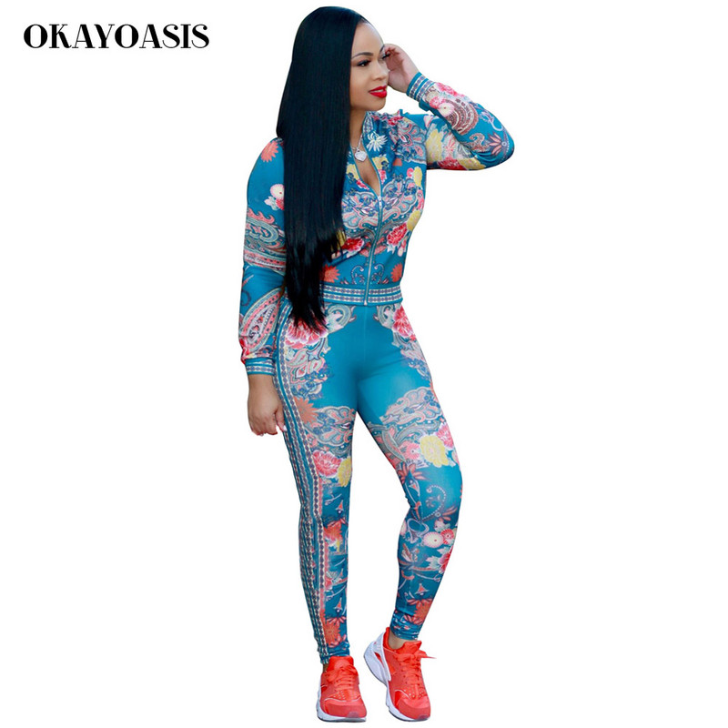 Dámsky overal s potlačou v plus veľkosti, dvojdielny s dlhým rukávom, zips, sexy, priliehavý overal s dlhým rukávom a priliehavým strihom