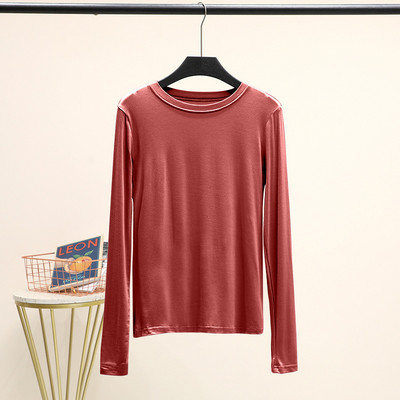 Modalna jednobojna osnovna majica kratkih rukava s O izrezom i dugim rukavima Ženske jesenske majice s donjim dijelom Majica s kratkim rukavima Potkošulja veće veličine