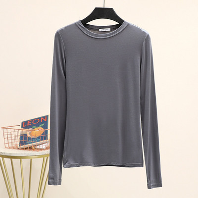 Modalna jednobojna osnovna majica kratkih rukava s O izrezom i dugim rukavima Ženske jesenske majice s donjim dijelom Majica s kratkim rukavima Potkošulja veće veličine