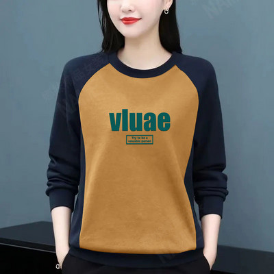 Dámske tričko s okrúhlym golierom a dlhým rukávom, top s patchworkom, plus veľkosť, dámske oblečenie, kórejské tričko pre mamičky, voľné, ležérne, 2023