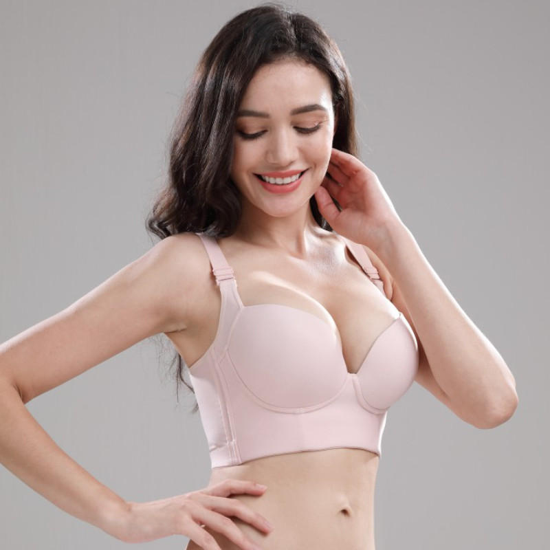 Dámske push-up podprsenky pre plus veľkosti, hlboké košíčky, skrytý chrbát, tvarujúca spodná bielizeň s plným krytím chrbta, ženská spodná bielizeň