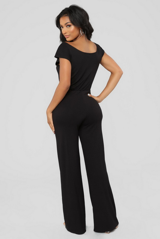 Ljetna moda širokih nogavica Elegantni kombinezoni Crni uredski kombinezoni kratkih rukava Ležerne široke kombinezone za igru za žene Combinaison Femme