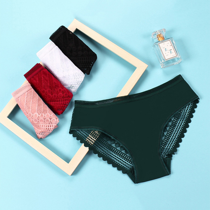 Ženske gaćice srednjeg struka Čipkano šuplje žensko donje rublje Seksi gaće s nitima Pamučna tkanina Trend Ženske jednostavne gaćice trusy ženskie