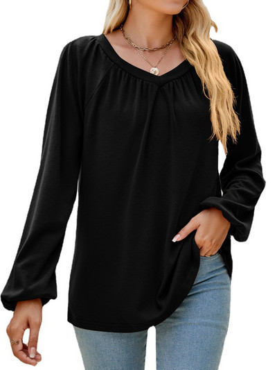 Hanorac ușor pliat cu mânecă lungă pentru femei