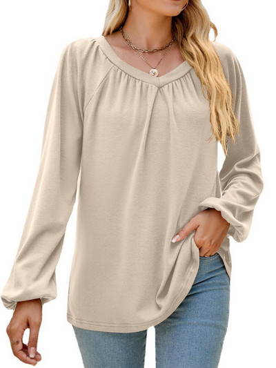 Hanorac ușor pliat cu mânecă lungă pentru femei