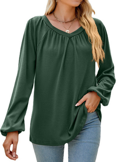 Hanorac ușor pliat cu mânecă lungă pentru femei