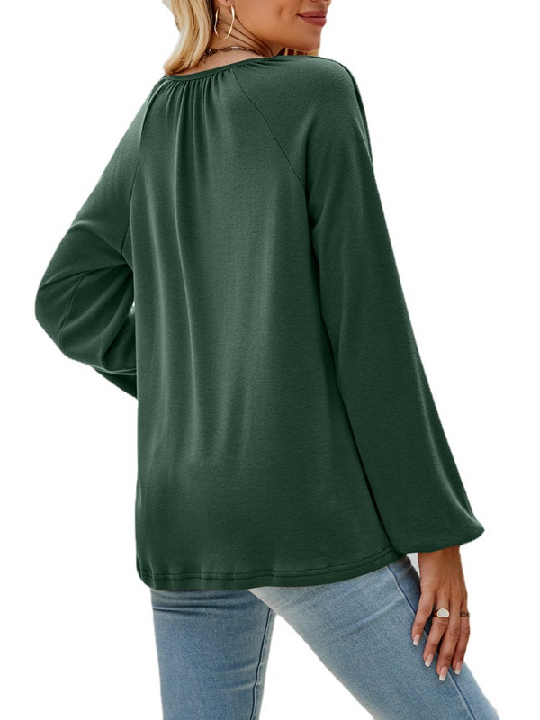 Hanorac ușor pliat cu mânecă lungă pentru femei