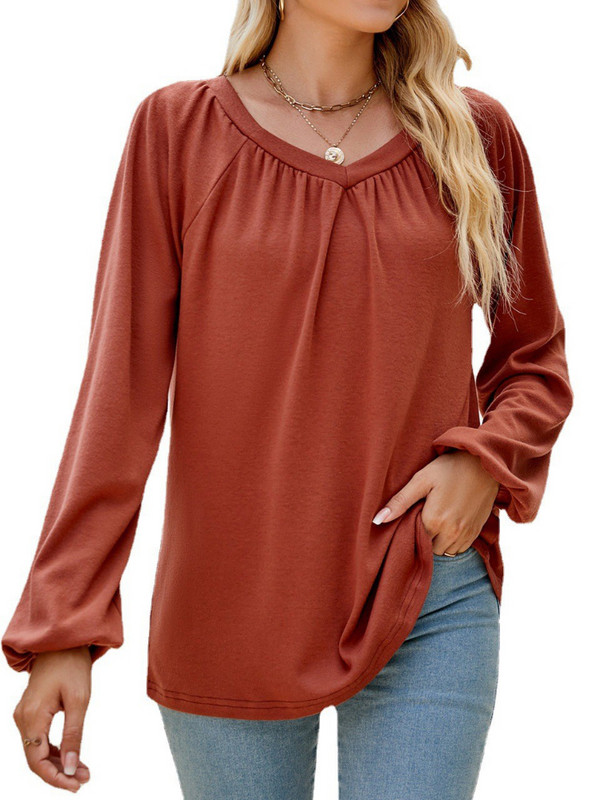 Hanorac ușor pliat cu mânecă lungă pentru femei