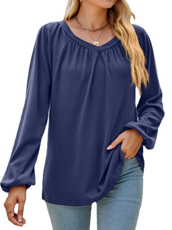 Hanorac ușor pliat cu mânecă lungă pentru femei